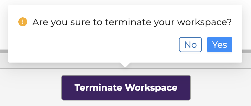Screenshot for terminating your workspace
