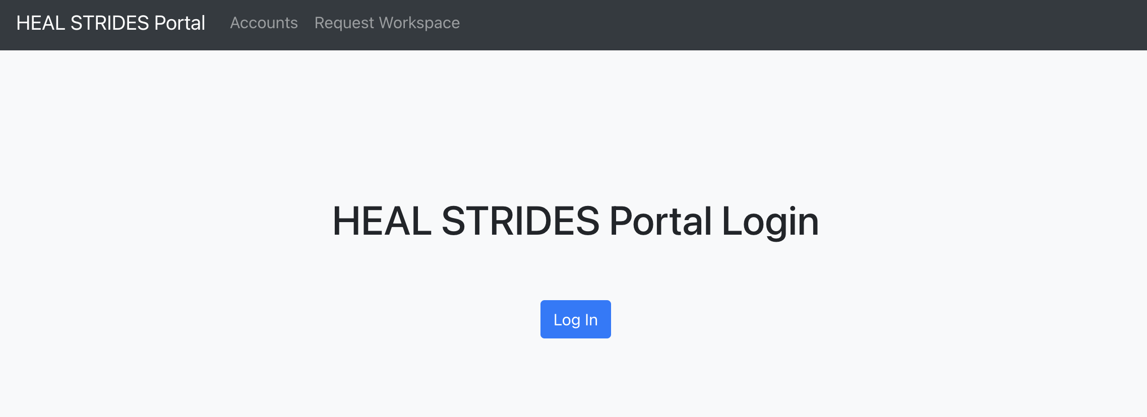 Screenshot of HEAL STRIDES portal login